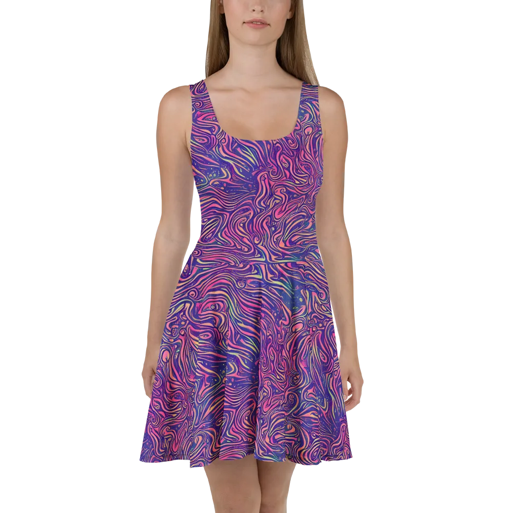 Electric Paisley on Skater Dress — Front