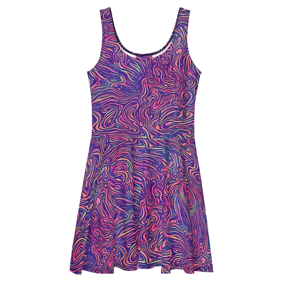 Electric Paisley on Skater Dress — Front
