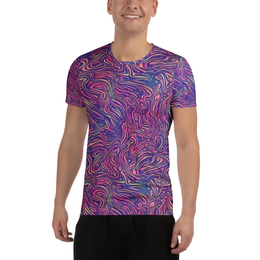 Electric Paisley on a Men's Athletic T-Shirt