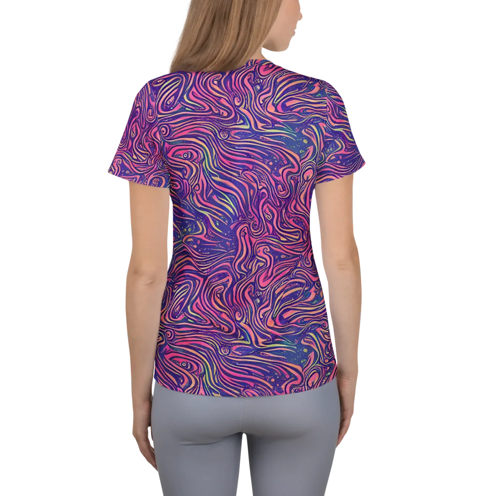 Electric Paisley on Women's Athletic T-Shirt — Back