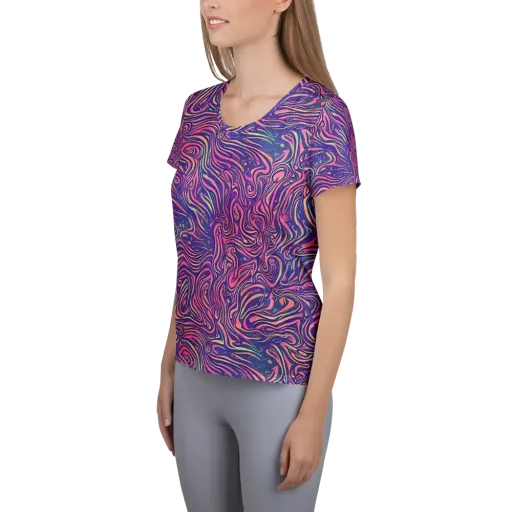 Electric Paisley on a Women's Athletic T-Shirt