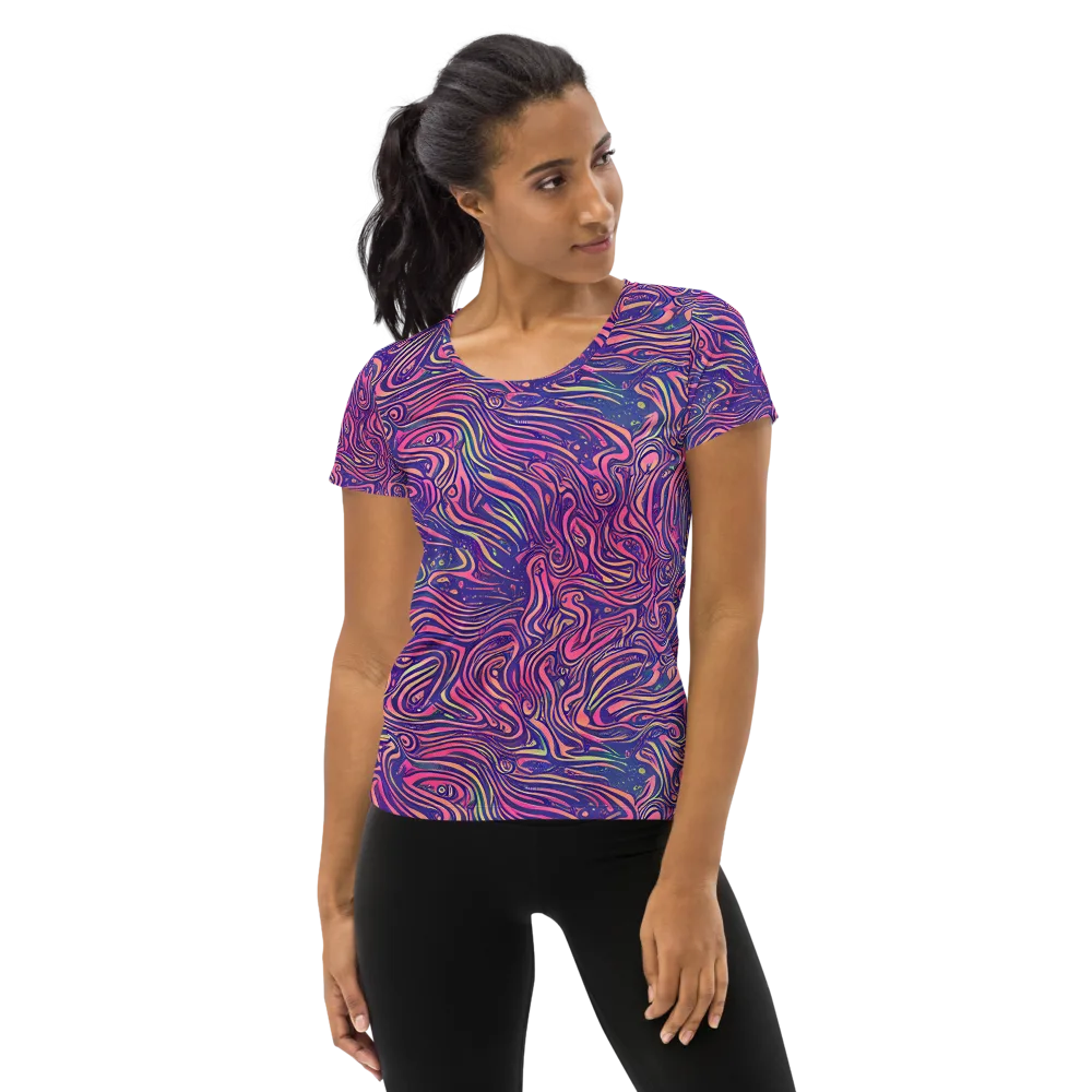 Electric Paisley on Women's Athletic T-Shirt — Front