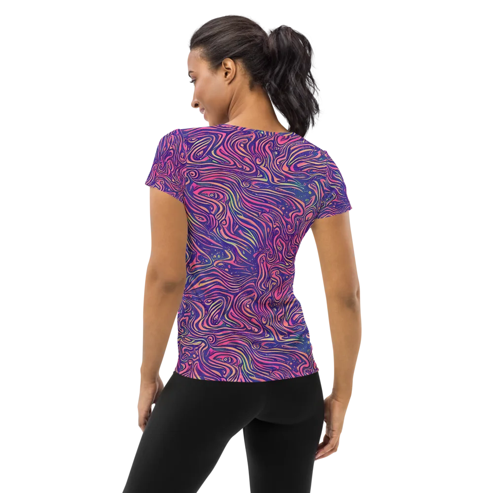 Electric Paisley on Women's Athletic T-Shirt — Back