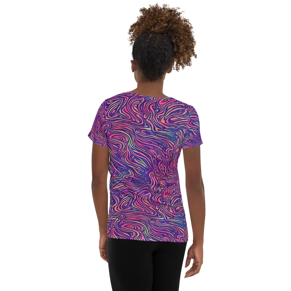 Electric Paisley on Women's Athletic T-Shirt — Back