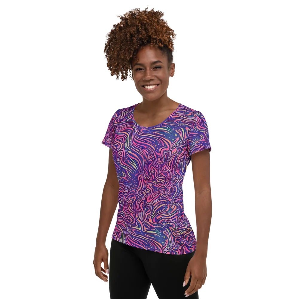 Electric Paisley on Women's Athletic T-Shirt — Left