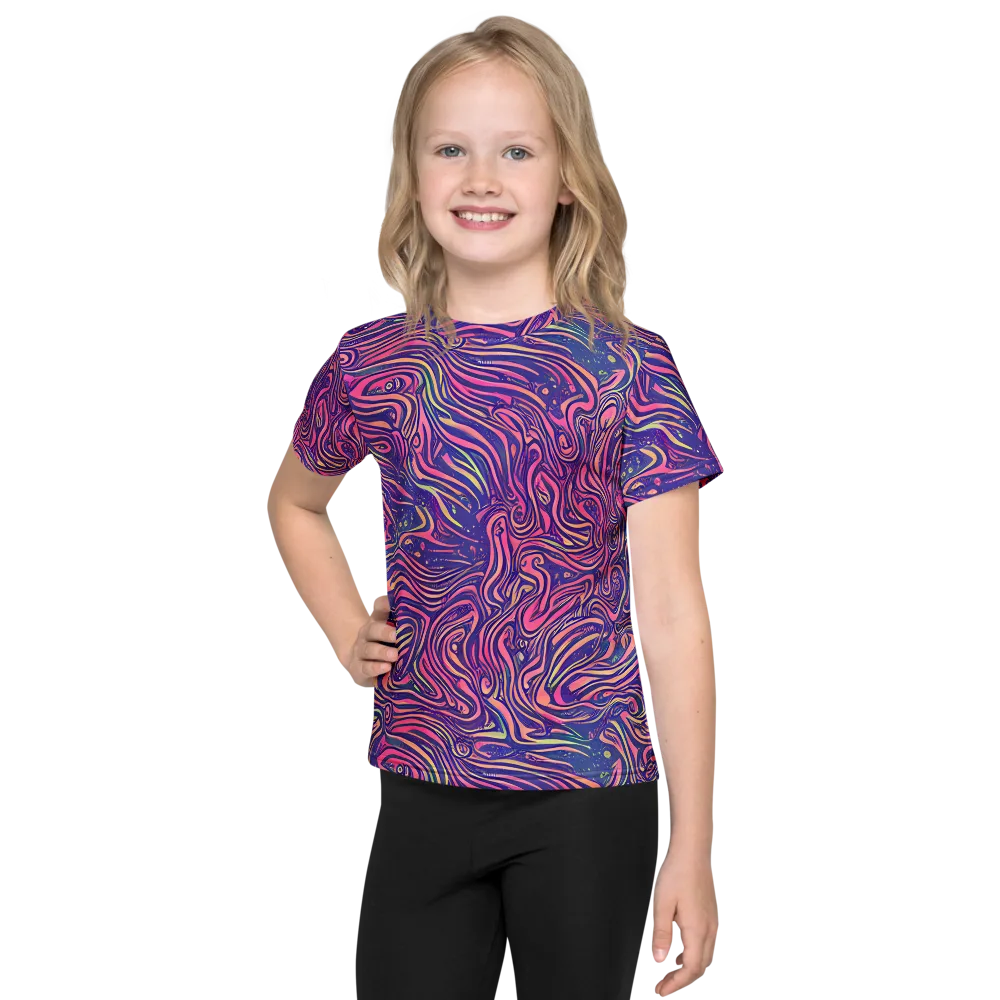 Electric Paisley on Kids Crew Neck T-Shirt — Front