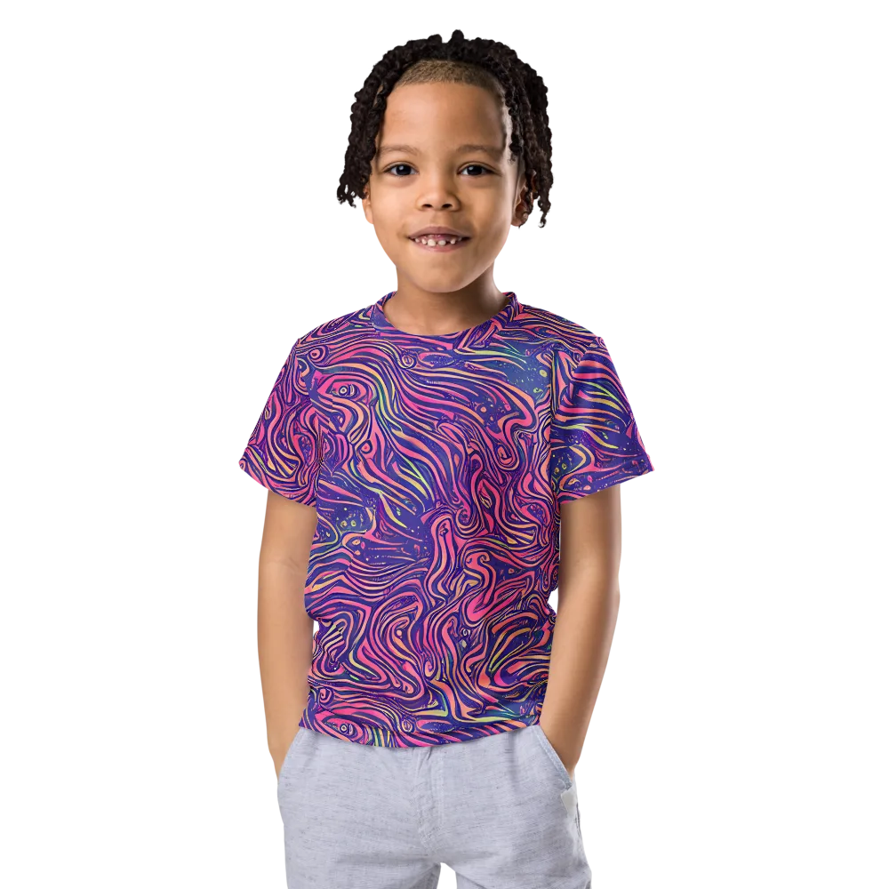 Electric Paisley on Kids Crew Neck T-Shirt — Front