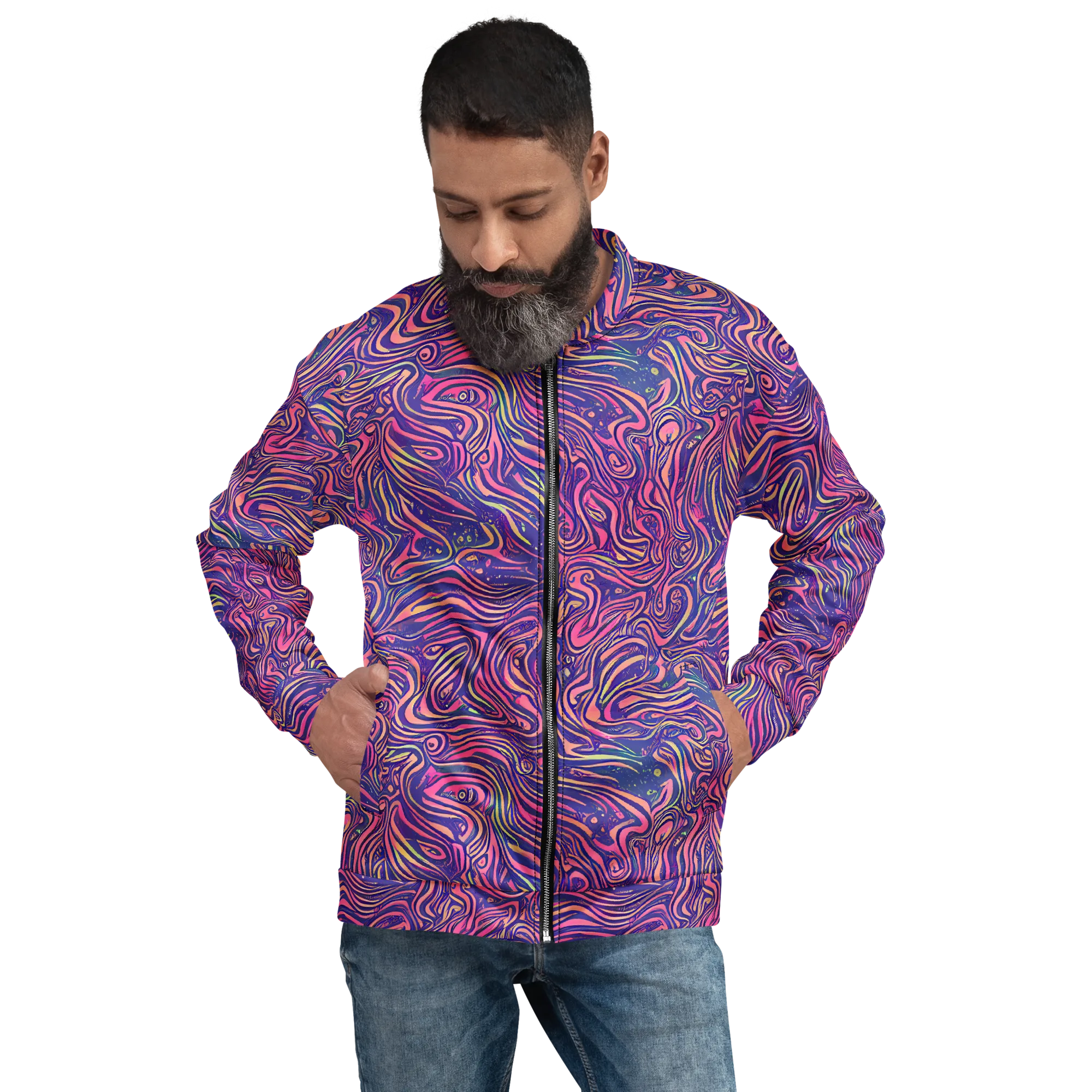 Electric Paisley on Bomber Jacket — Front