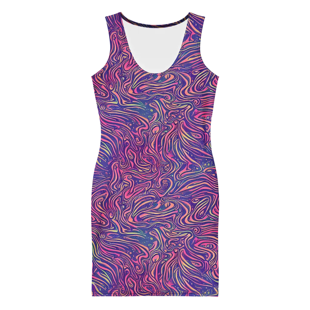 Electric Paisley on Bodycon Dress — Front