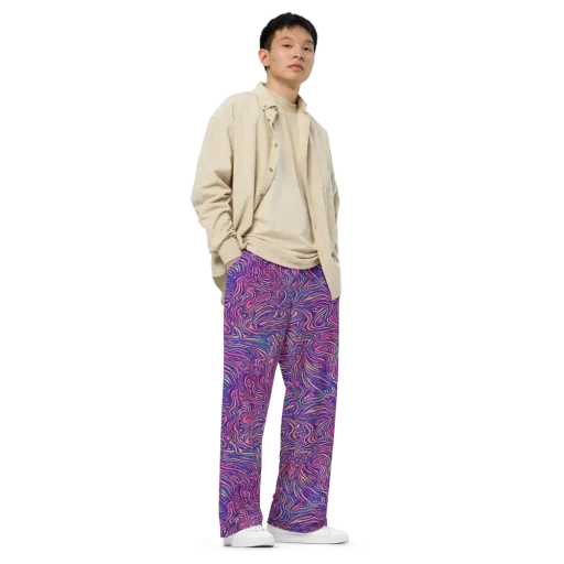 Electric Paisley on a Wide-Leg Pants