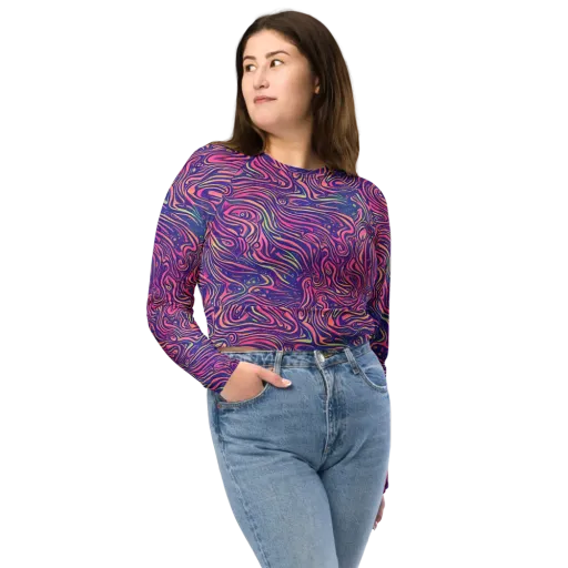 Electric Paisley on a Long Sleeve Crop Top