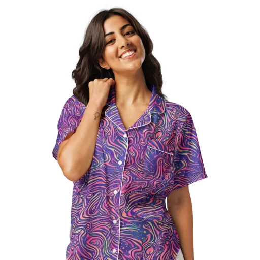 Electric Paisley on a Women's Short Sleeve Pajama Top