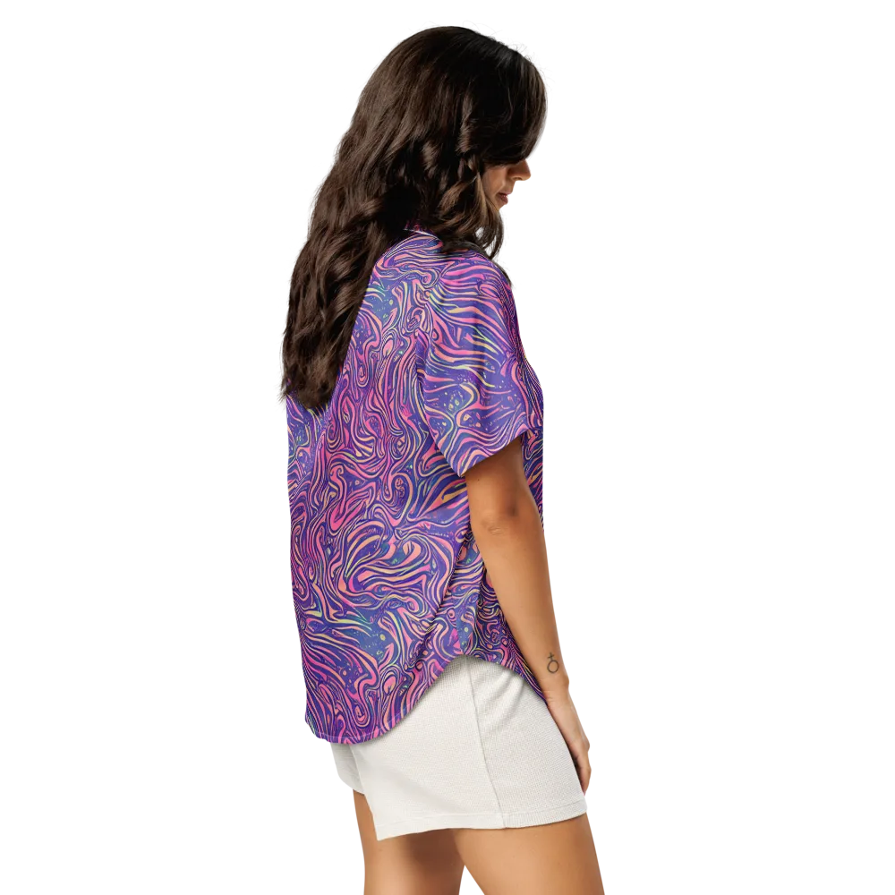 Electric Paisley on Women's Short Sleeve Pajama Top — Right Back