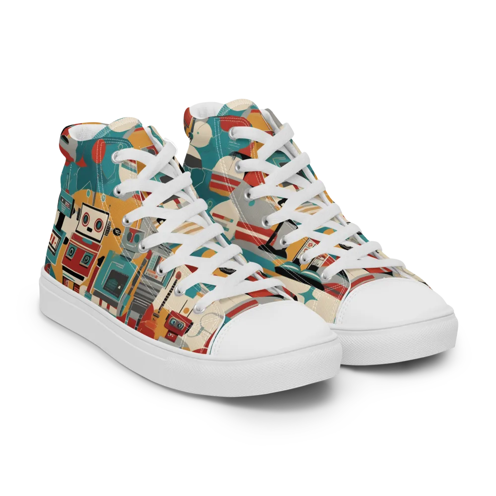 Chrome Daydream on Men's High Top Canvas Shoes — Right Front