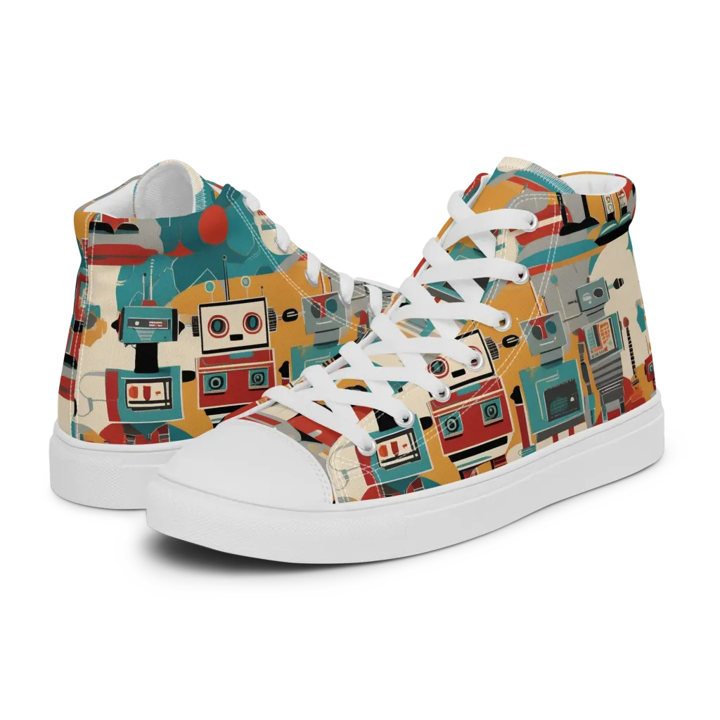 Chrome Daydream on Women's High Top Canvas Shoes — Left