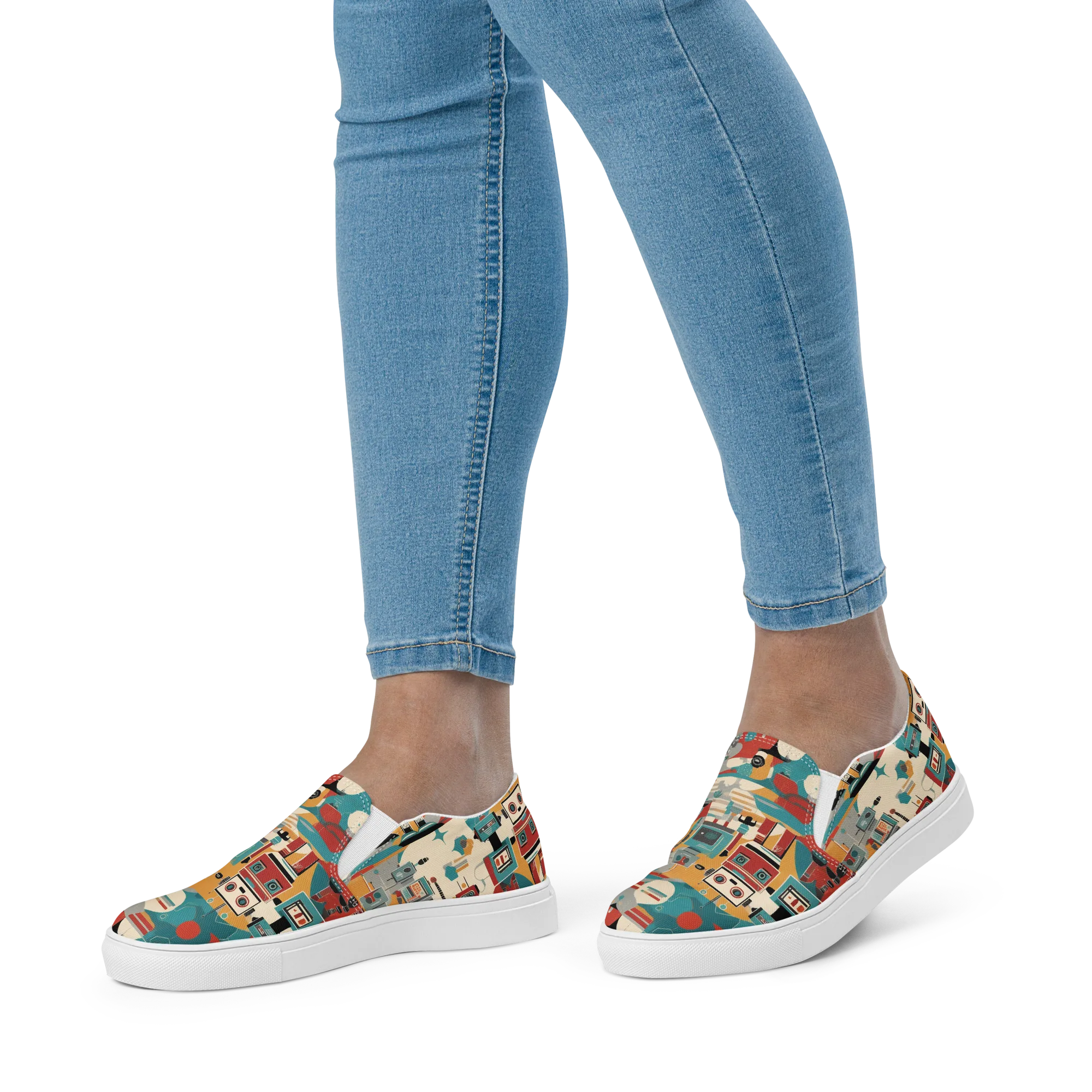 Chrome Daydream on Women's Slip-On Canvas Shoes — Front