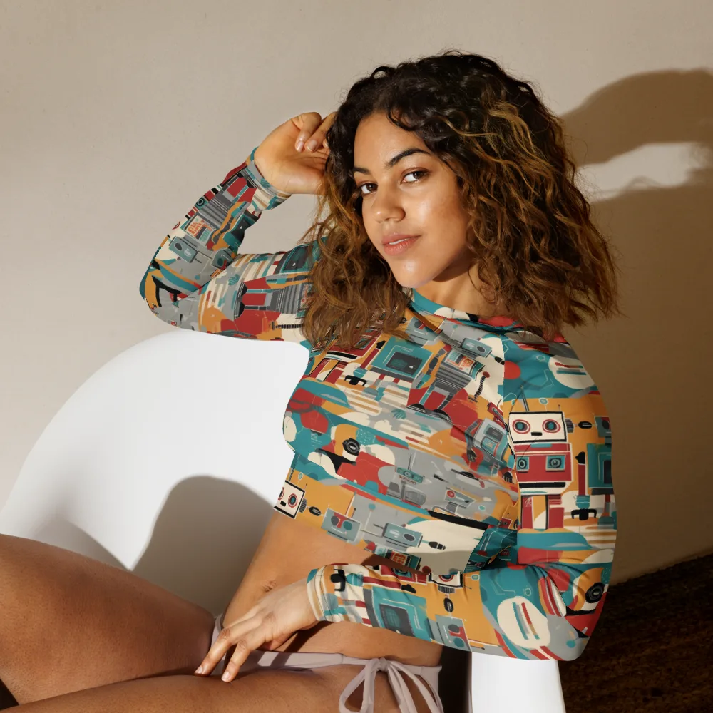 Chrome Daydream on Long Sleeve Crop Top — Left Front