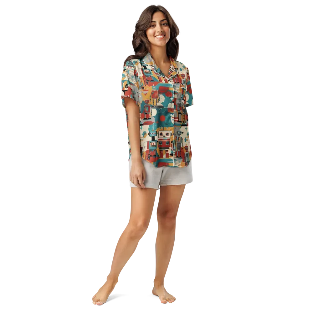 Chrome Daydream on Women's Short Sleeve Pajama Top — Front
