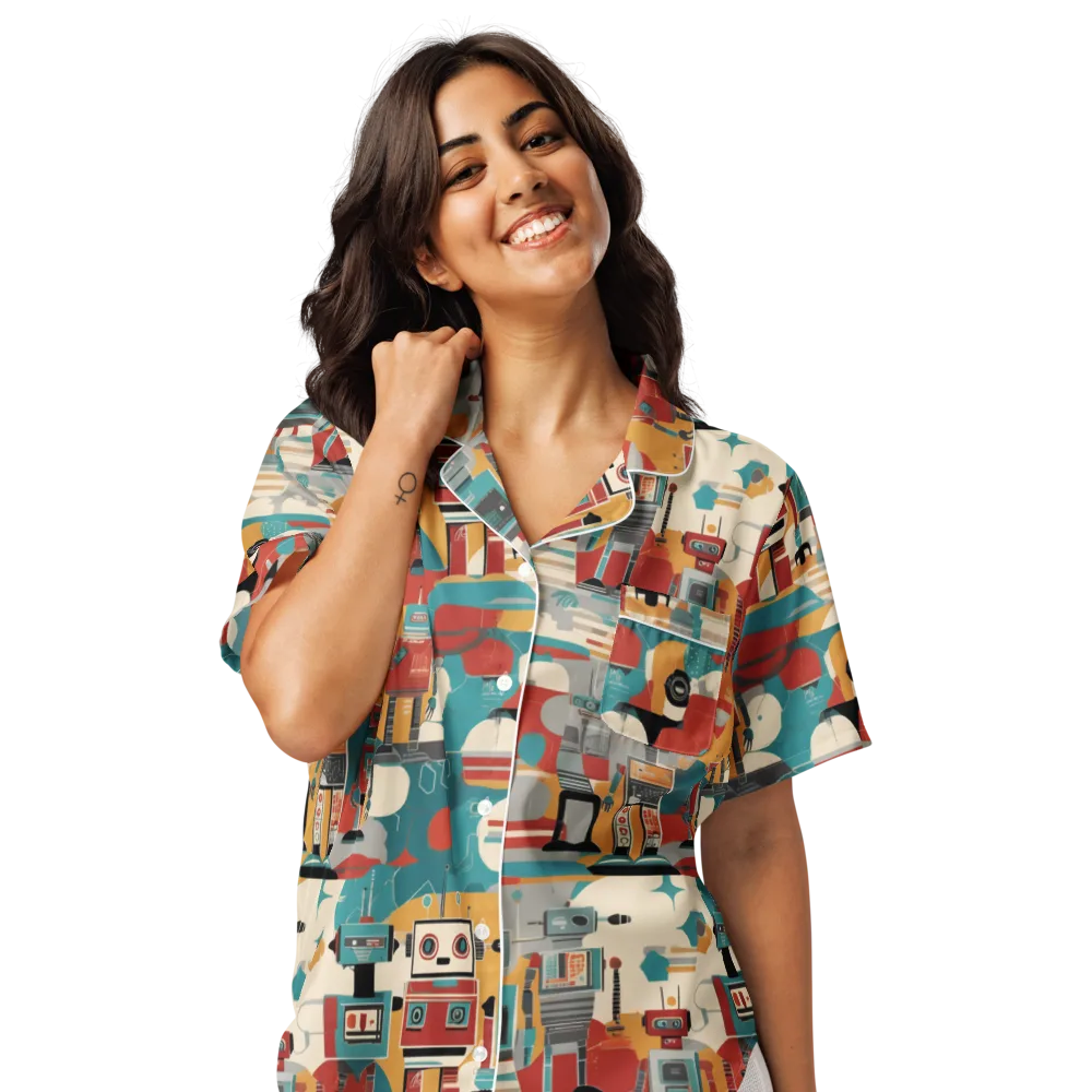 Chrome Daydream on Women's Short Sleeve Pajama Top — Front