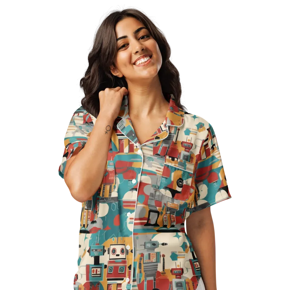 Chrome Daydream on Women's Short Sleeve Pajama Top — Front