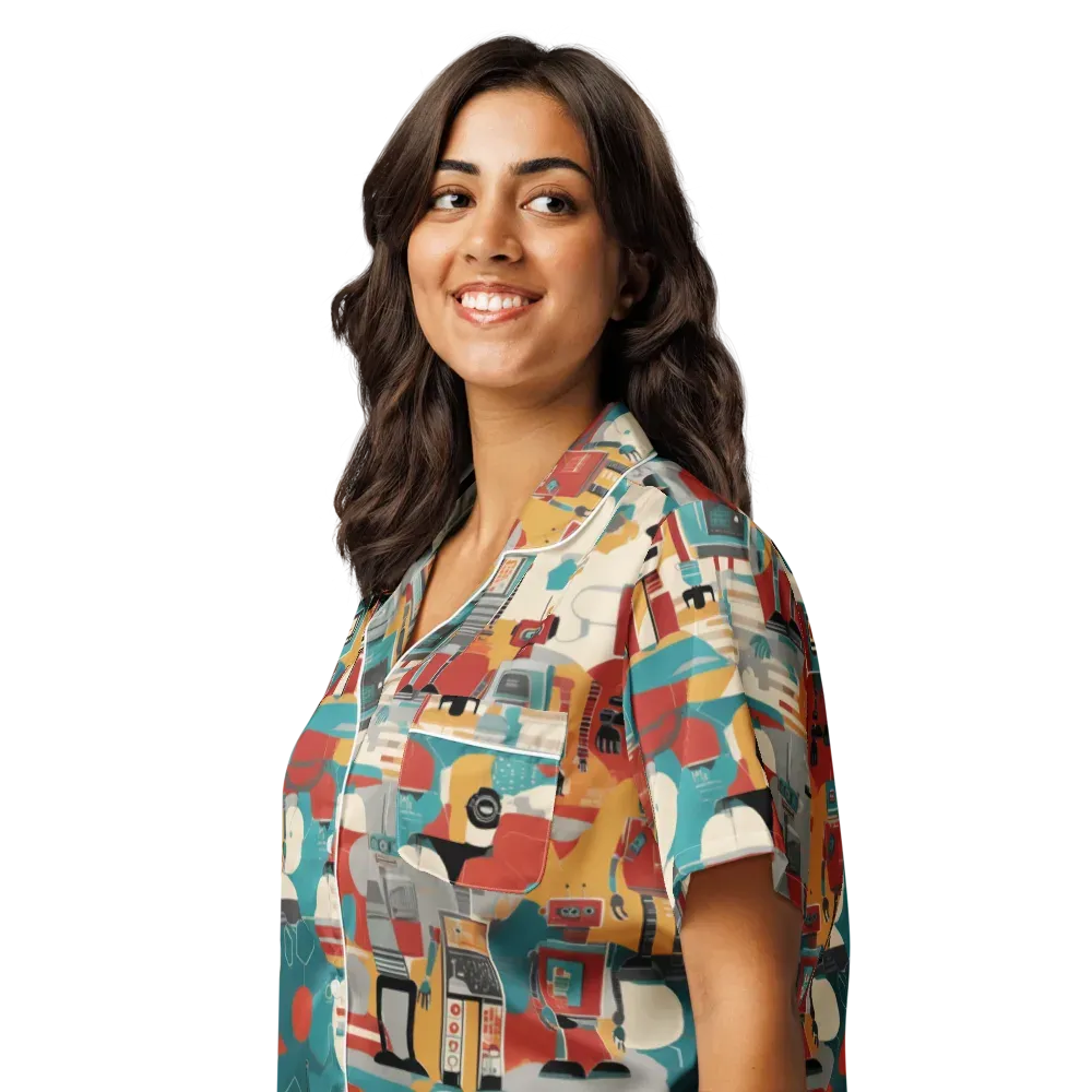Chrome Daydream on Women's Short Sleeve Pajama Top — Left Front