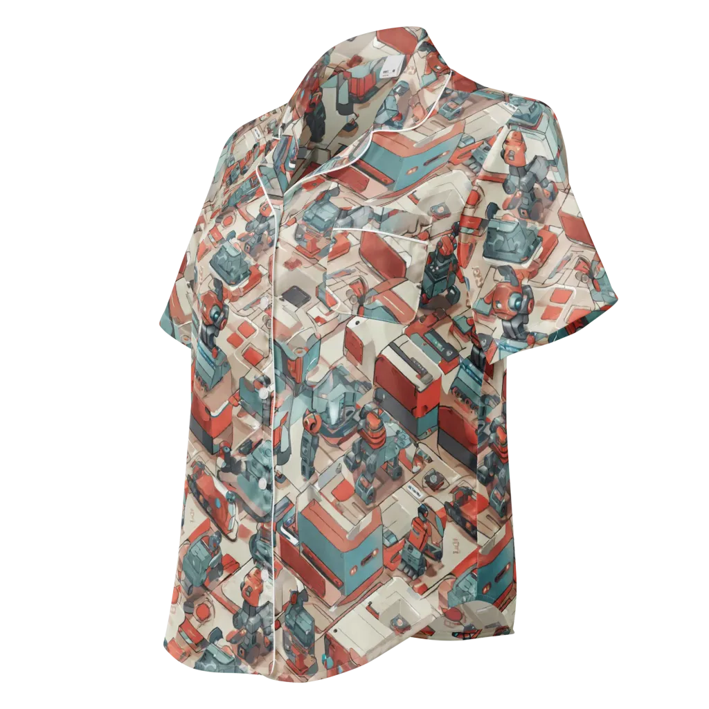 Circuit Couture on Women's Short Sleeve Pajama Top — Left Front