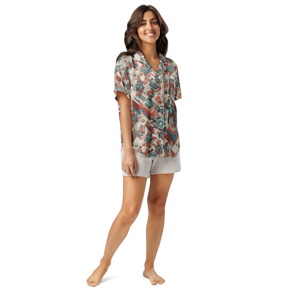 Circuit Couture on Women's Short Sleeve Pajama Top — Front