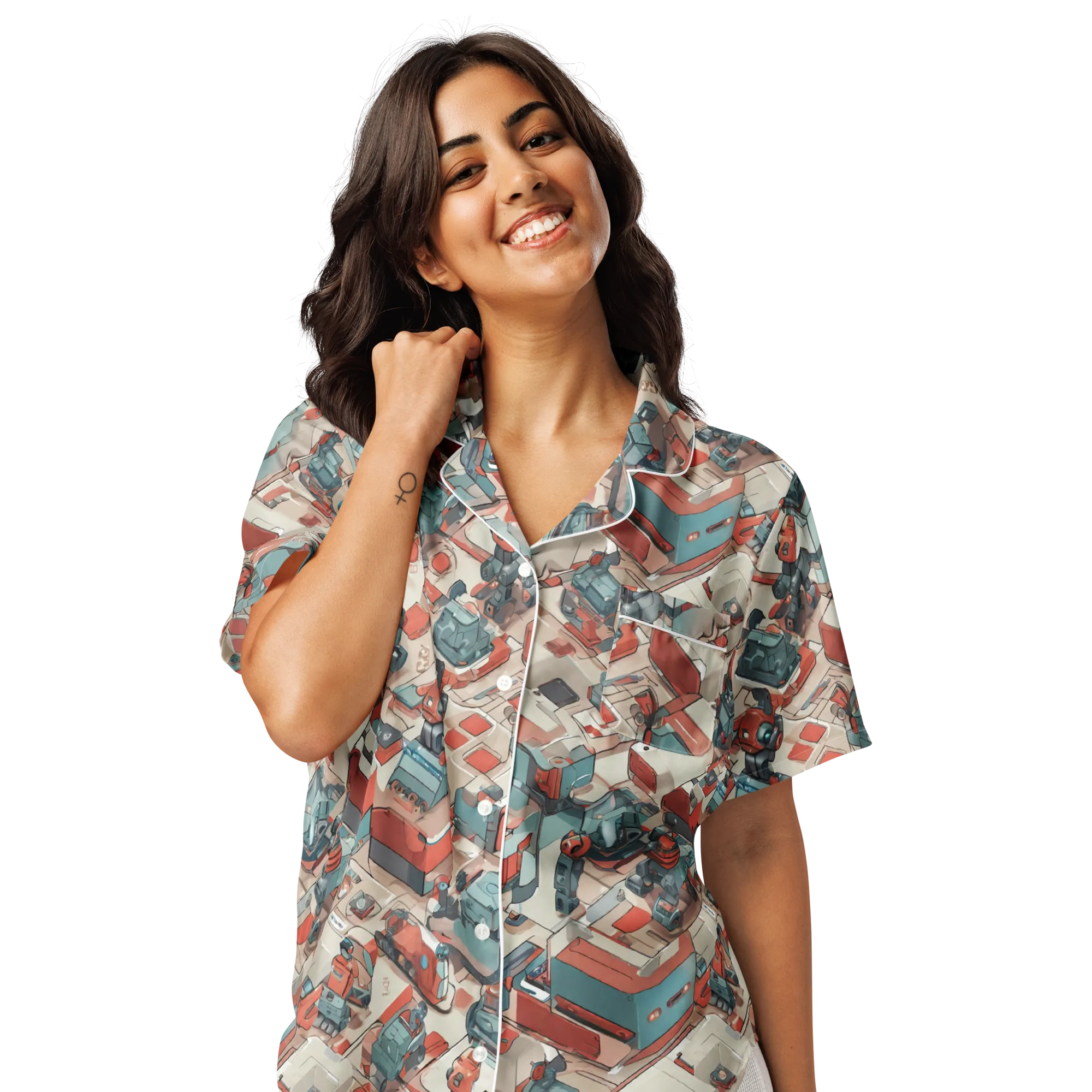 Circuit Couture on Women's Short Sleeve Pajama Top — Front