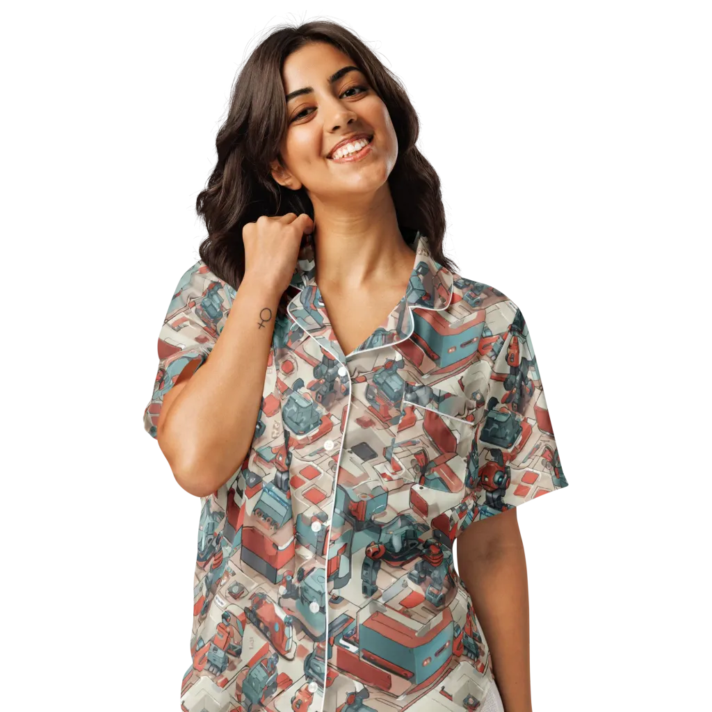 Circuit Couture on Women's Short Sleeve Pajama Top — Front
