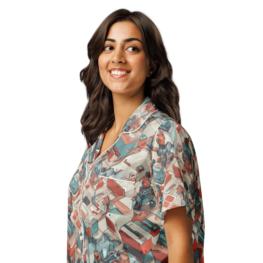 Circuit Couture on Women's Short Sleeve Pajama Top — Left Front