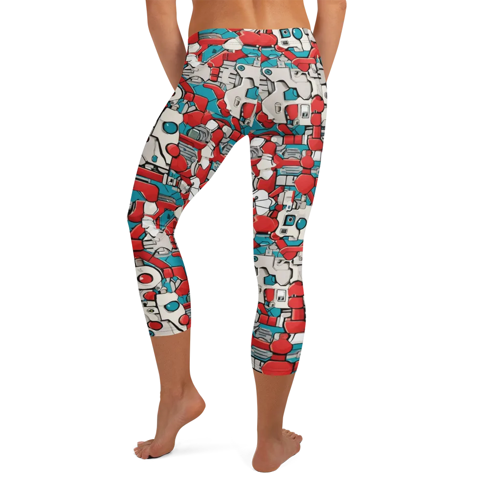 Red Circuitry on Capri Leggings — Back