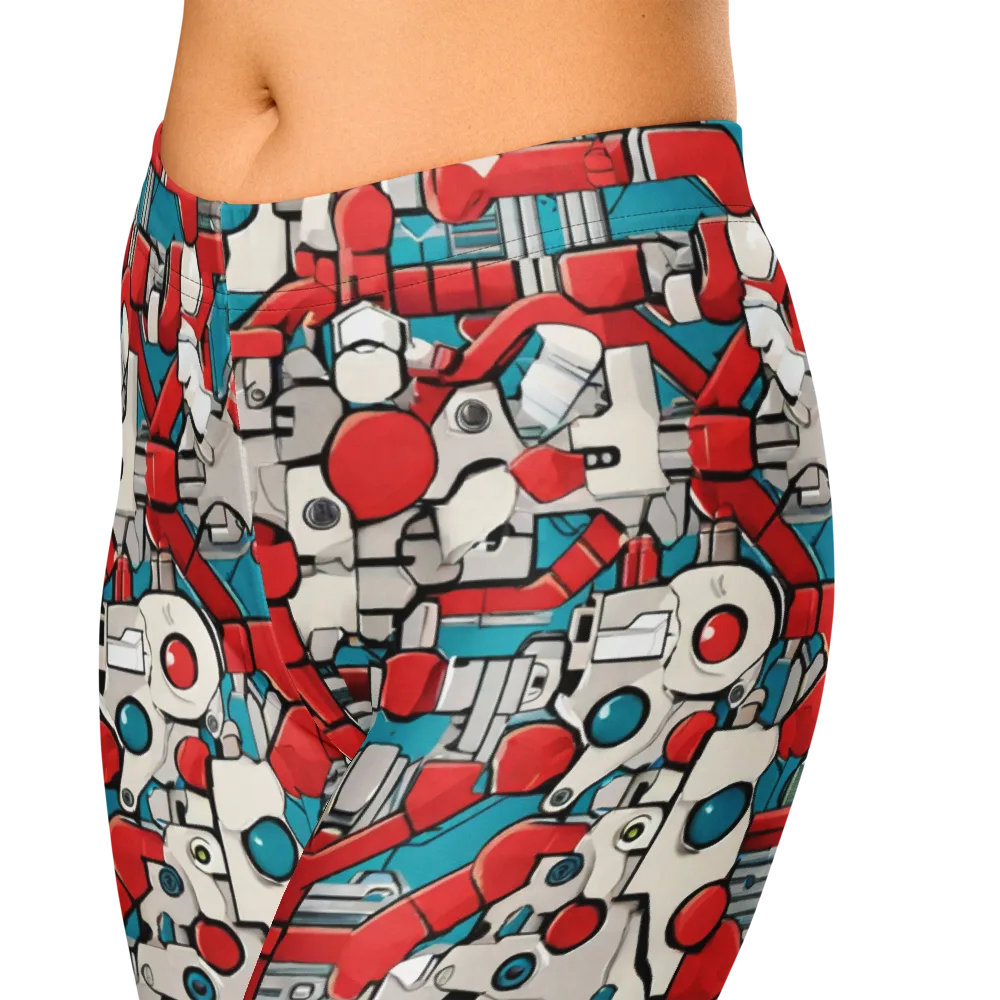Red Circuitry on Capri Leggings — Zoomed-in