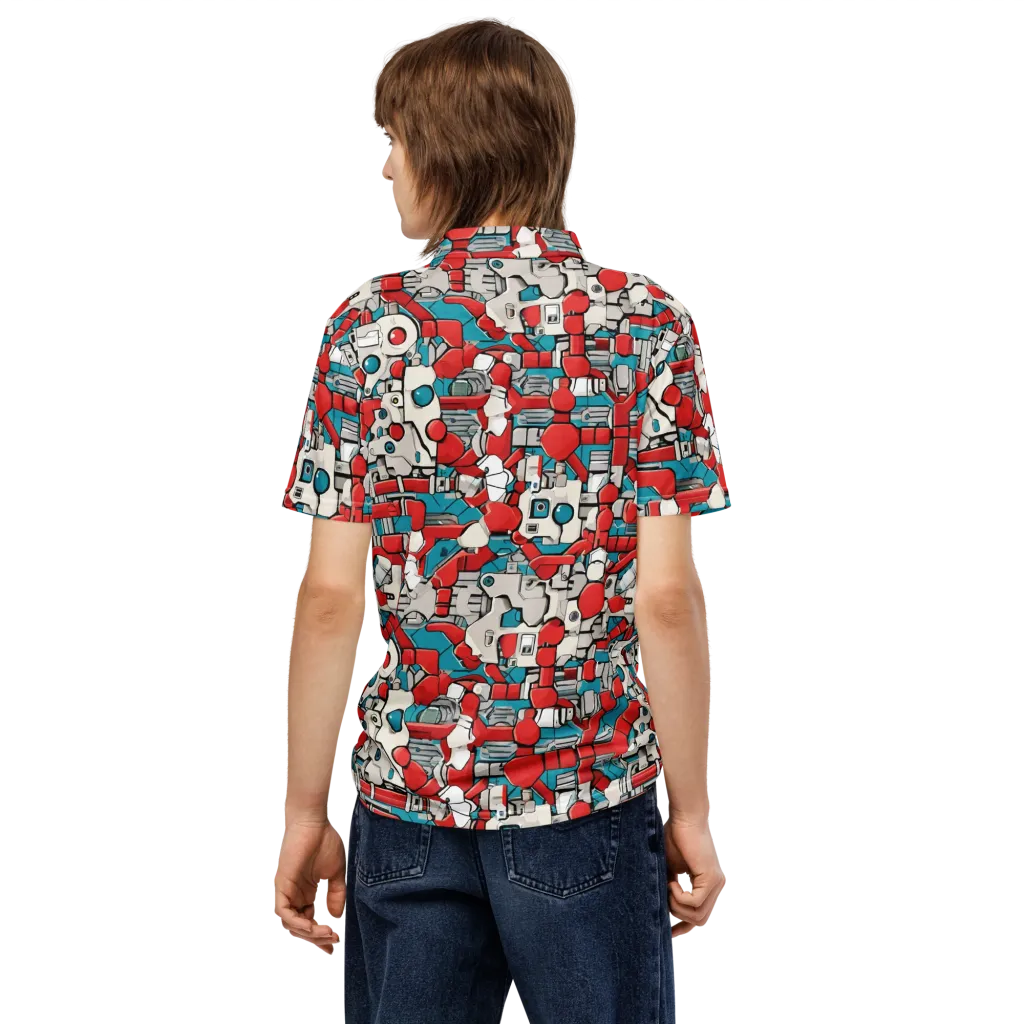 Red Circuitry on Men's Slim Fit Polo Shirt — Back