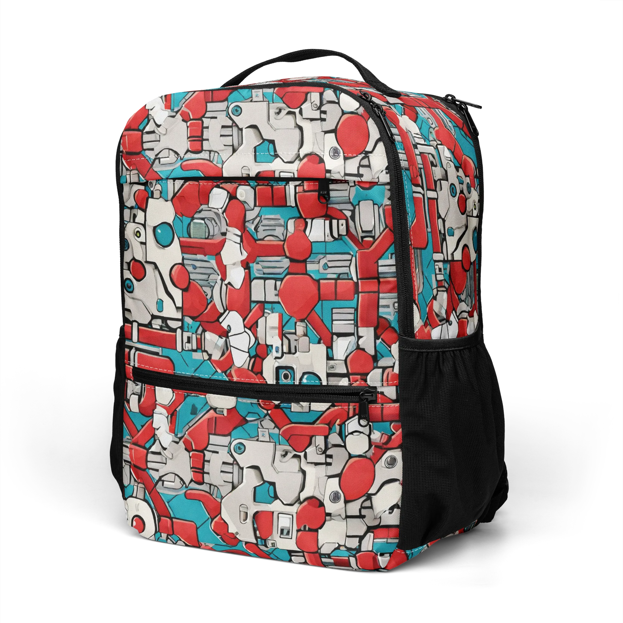 Red Circuitry on Utility Backpack — Left Front