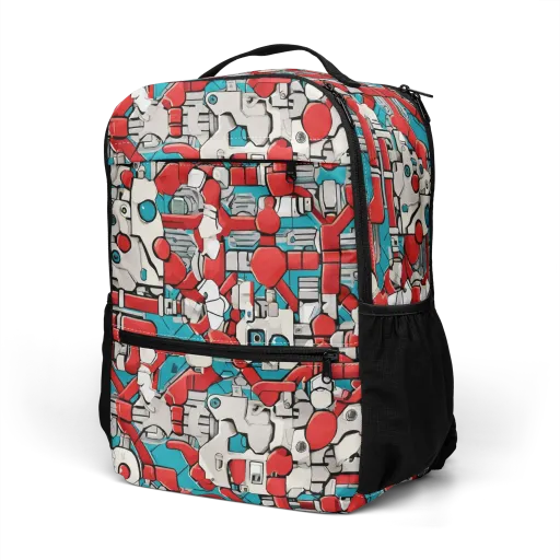 Red Circuitry on a Utility Backpack