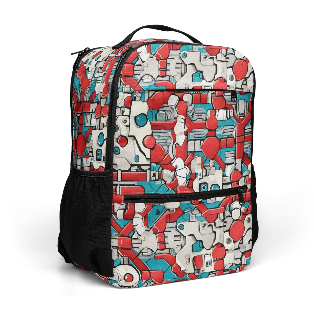 Red Circuitry on Utility Backpack — Right Front