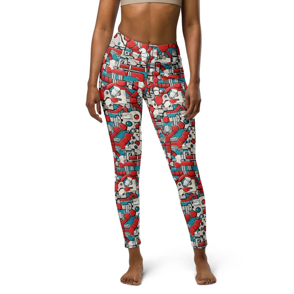 Red Circuitry on Yoga Leggings — Front