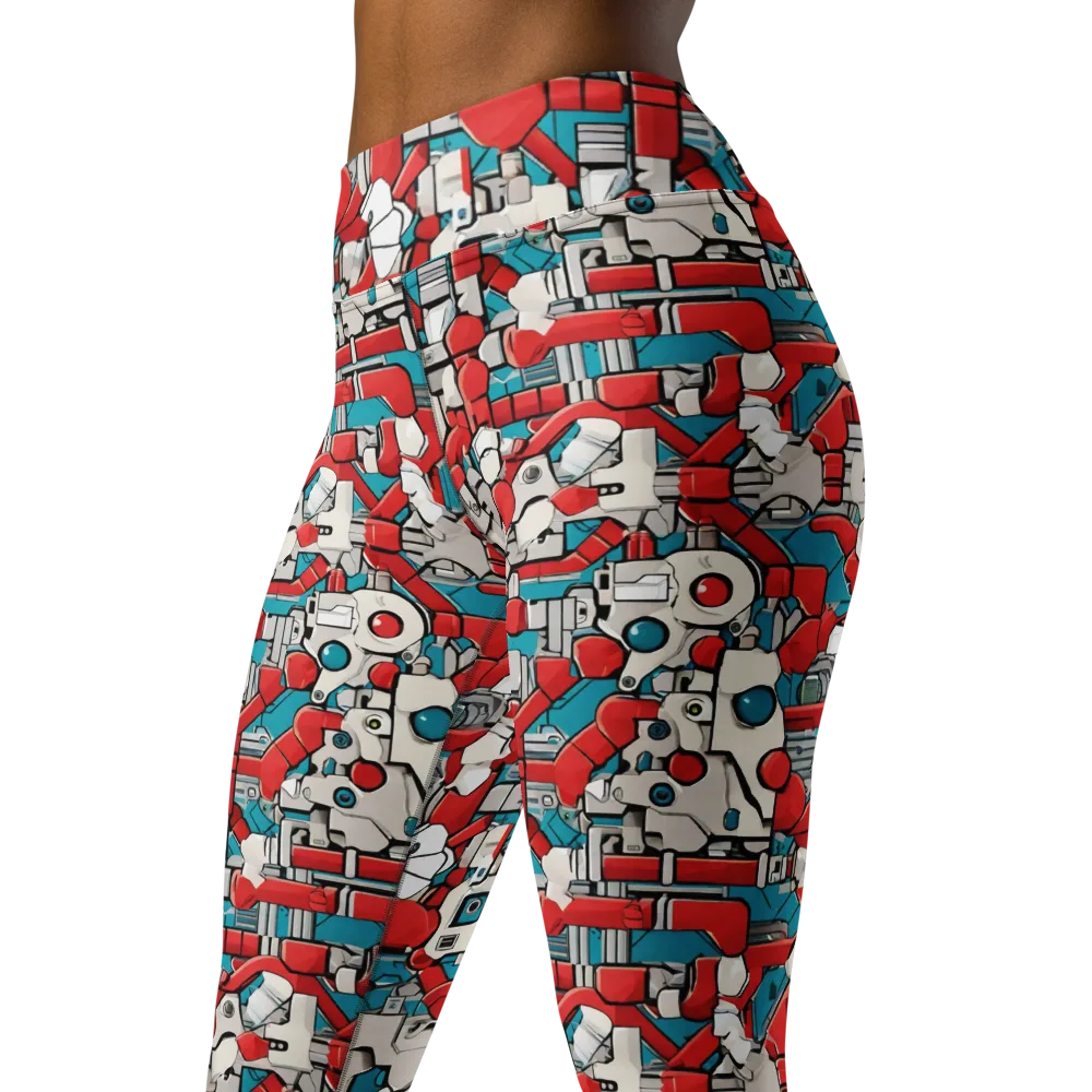 Red Circuitry on Yoga Leggings — Left Front