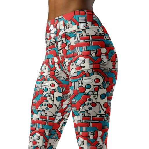 Red Circuitry on a Yoga Leggings