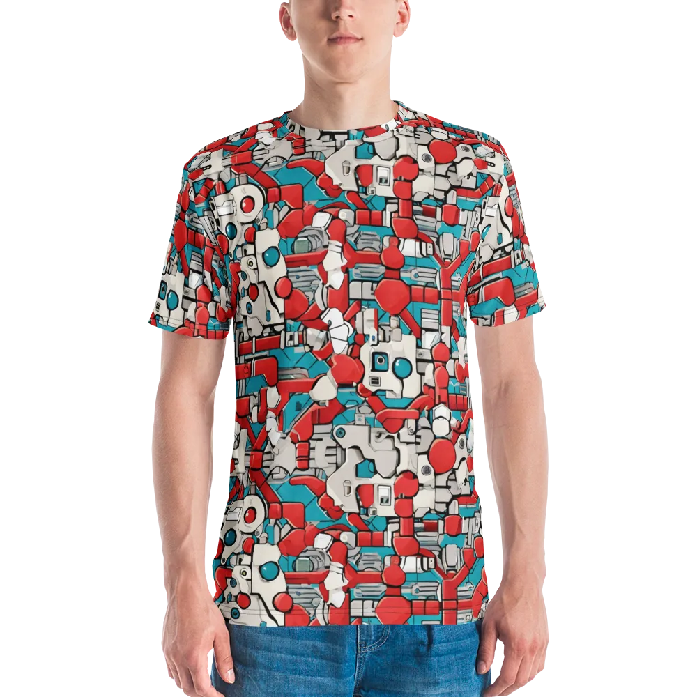 Red Circuitry on Men's Crew Neck T-Shirt — Front