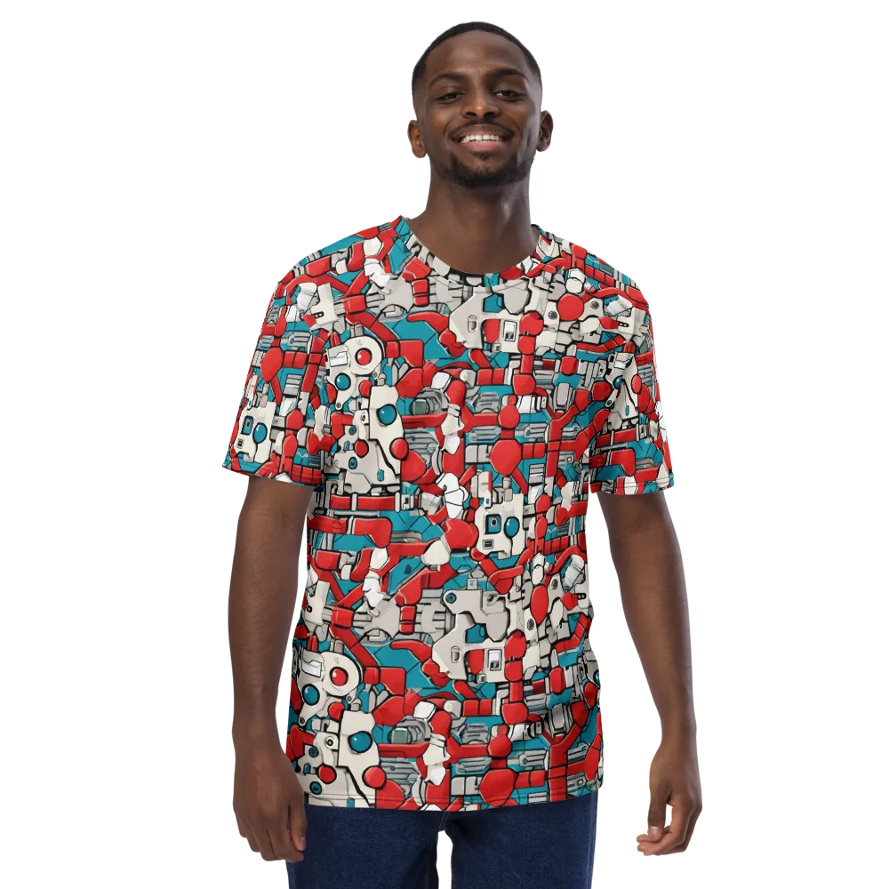 Red Circuitry on Men's Crew Neck T-Shirt — Front