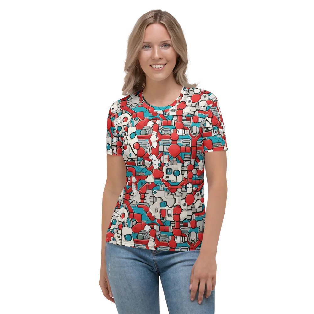 Red Circuitry on Women's Crew Neck T-Shirt — Front