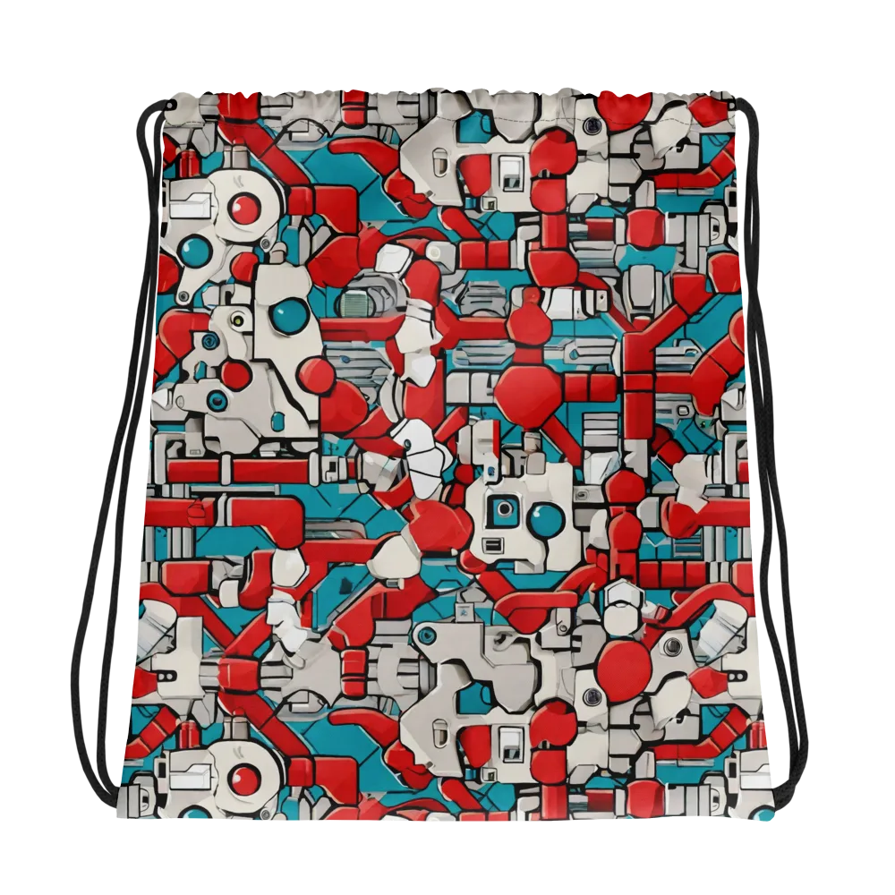 Red Circuitry on Drawstring Bag — Photo