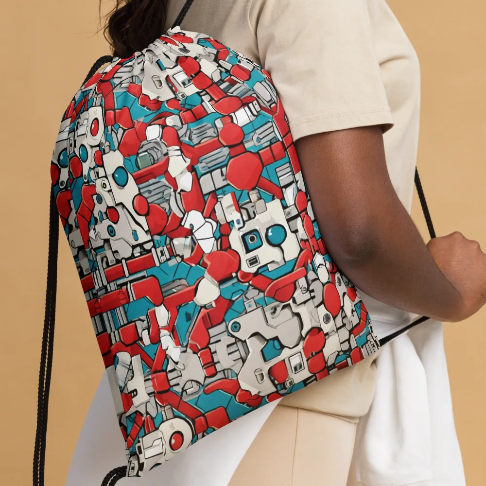 Red Circuitry on Drawstring Bag — Front