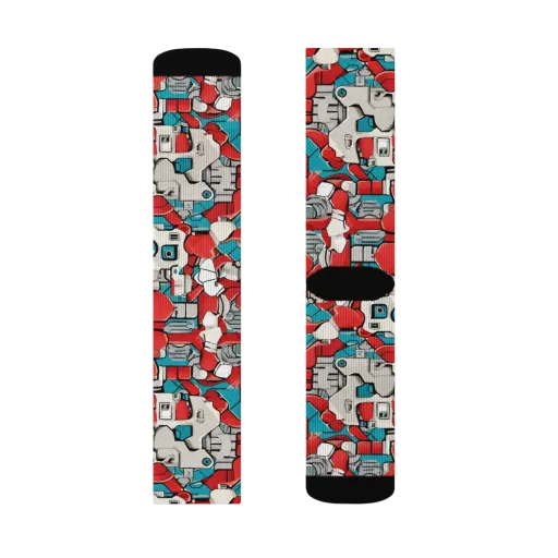 Red Circuitry on a Socks