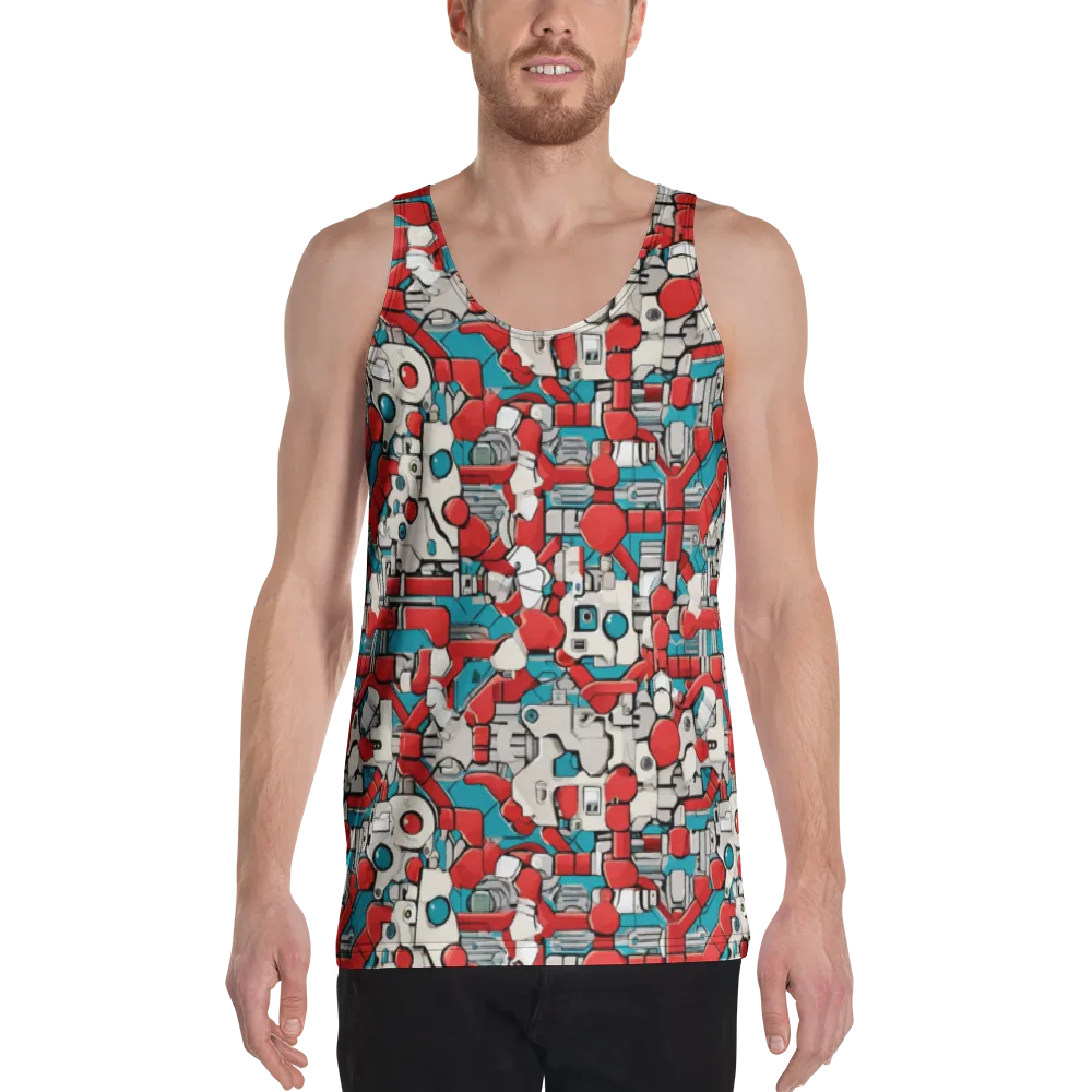 Red Circuitry on Men's Tank Top — Front