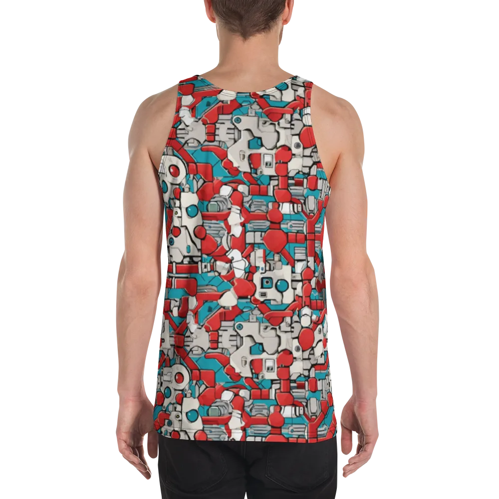 Red Circuitry on Men's Tank Top — Back