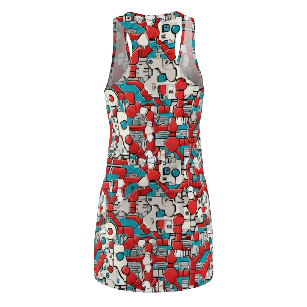Red Circuitry on Racerback Dress — Back