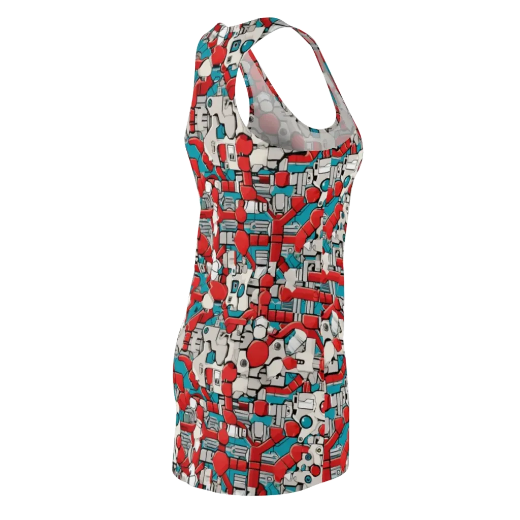 Red Circuitry on Racerback Dress — Back Side