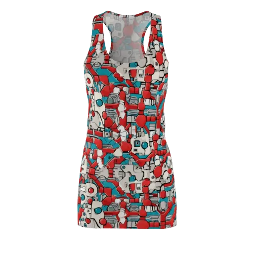 Red Circuitry on a Racerback Dress